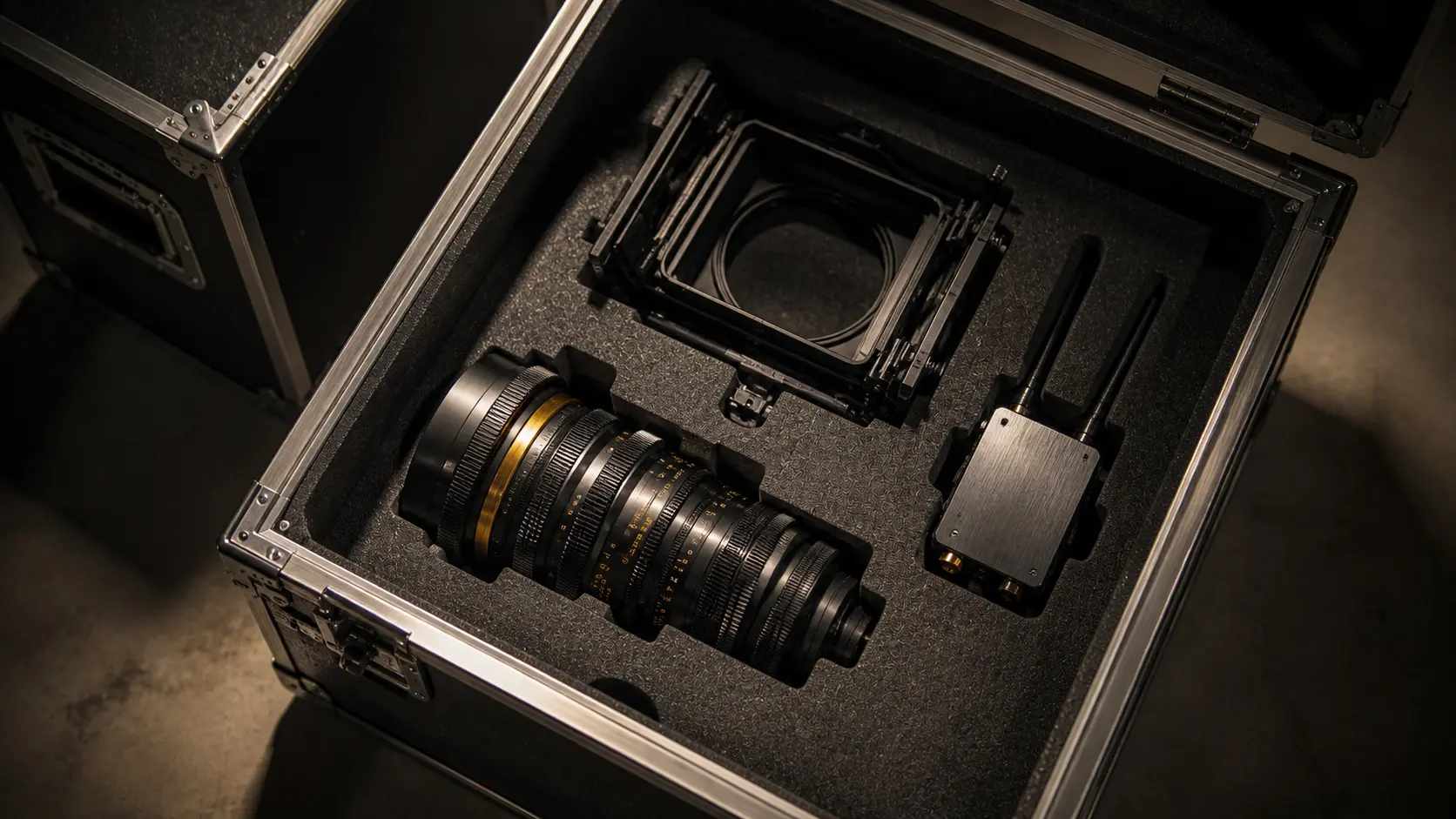 Cine camera kit in a flight case representing corporate video production cost in Thailand